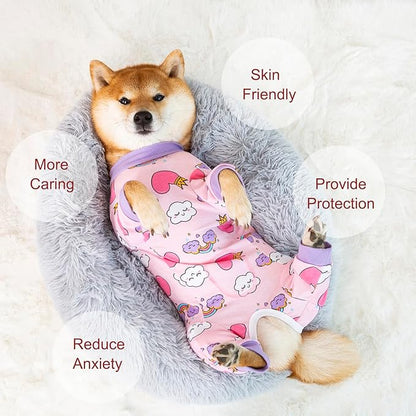 Dog Recovery Suit for Small Medium Large Dogs, Pet Onesie After Surgery Comfort Dog Bodysuit Anti Licking (X-Large, Pink Heart)