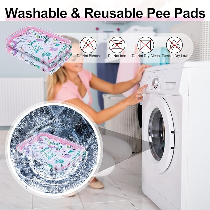 BEAUTYZOO Reusable Puppy Pads,Washable Pee Pads for Dogs,Non Slip Wee Wee Pad for Potty Training,Thick Heavy Absorbent Underpads for Playpen,Bed,Sofa,Crate,Whelping,Travel & Outdoor Spring, 24" x 36"
