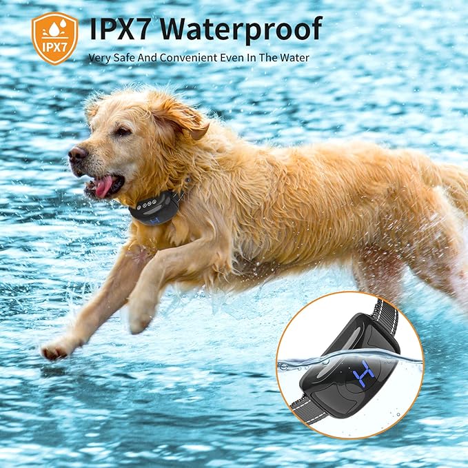 No Shock Vibration Bark Collar for Large & Medium Dogs - Safe & Humane Dog Bark Collar with Beep & Vibration, 3 Adjustable Sensitivity Levels, 100% IPX7 Waterproof Dog Training Collar