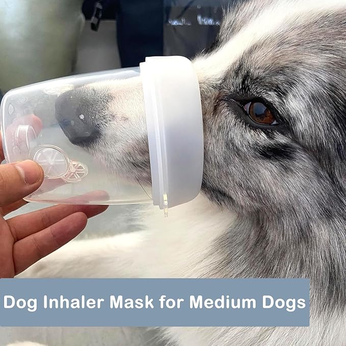 Dog Inhaler Spacer, for Medium Dogs, Pet Aerosol Chamber with Silicone Mask for First Aid at Home or Outdoors M