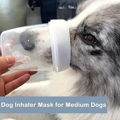 Dog Inhaler Spacer, for Medium Dogs, Pet Aerosol Chamber with Silicone Mask for First Aid at Home or Outdoors M