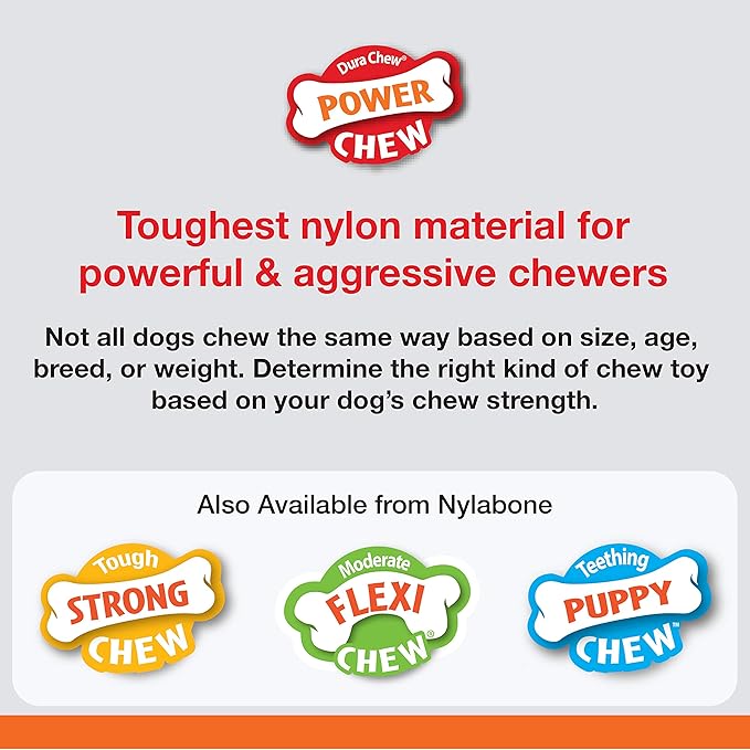 Nylabone Rib Bone Alternative Power Chew Toy for Dogs, Dog Toys for Aggressive Chewers, Beef Flavor, Large - Up to 50 lbs, 1 Count