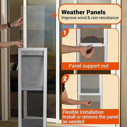 Dog Door for Sliding Glass Door Insert, Height Adjustable from 44" to 84"