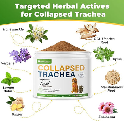 Dog Cough Powder–Relieves Cough, wheezing, tracheal Collapse, and Throat Irritation–Respiratory Health–Immune Support for Dogs in Kennel or Seasonal Challenges–All-Natural Herbal + Vitamin Blend–90g
