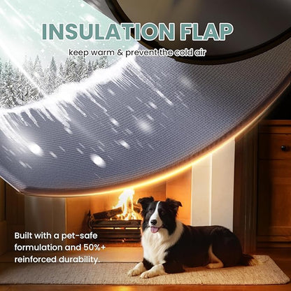 Durable Frame 3-Flaps Insulated Wall Dog Door, Extreme Weather Large Doggy Door for Wall, Never Rust Wall Pet Door, Telescoping Tunnel, 2 Magnetic Flaps, Closing Panel, for Pet Up to 100lb