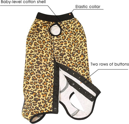 Jiupety Dog Surgical Recovery Suit Adjustable, Not Fit Slim and Long Body, Dogs Suit for Surgery Recovery, 2XL Size, Anti-Licking Surgical Dog Onesies, Leopard