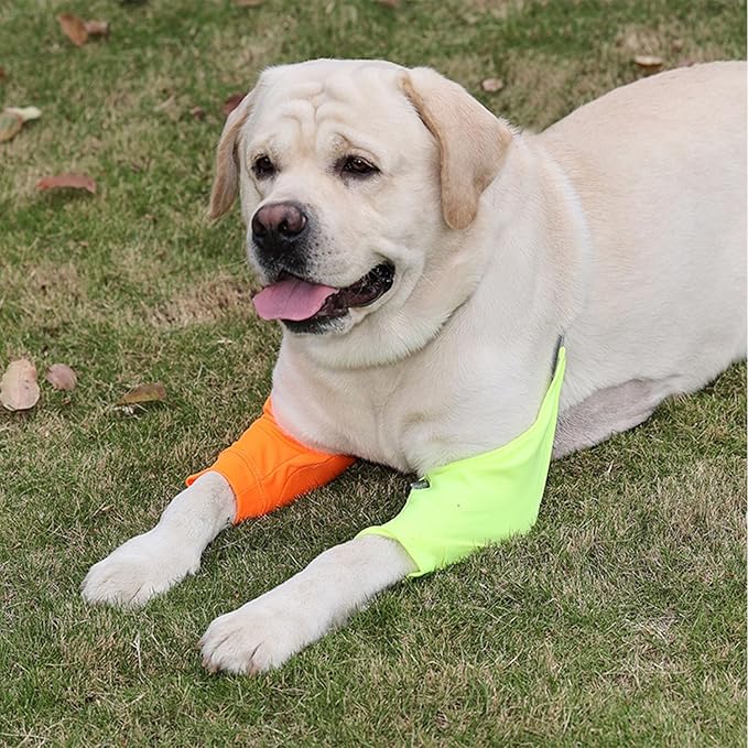 HDKUW Dog Elbow Protector for Calluses, Recovery Suit for Front Legs, Cone Collar Alternative to Stop Licking Wounds, Cover Sleeve for Small Medium Large Dogs - Brown L