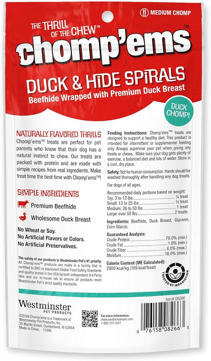Chomp’ems Premium Beefhide Chews for Dogs, 2 Chews