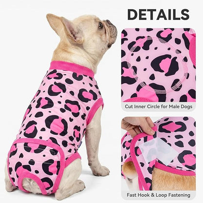 cyeollo Dog Recovery Suit Female, Breathable Surgery Suit for Dogs Female After Spayed, Soft Surgical Body Suit Dog Onesie, E-Collar & Cone Alternative, Anti-Licking Wound Surgery Clothes, Leopard S
