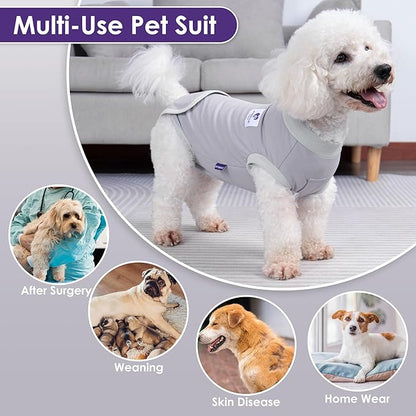 cyeollo Dog Surgery Recovery Suit Soft Breathable Female Male Pet Bodysuit for Spay, Neuter, Surgical Recovery Shirt for Small Medium Large Dogs, Grey, M