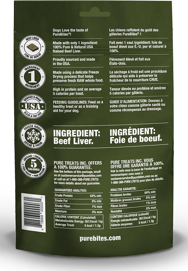 PureBites Beef Liver for Dogs, 8.8oz / 250g - Value Size