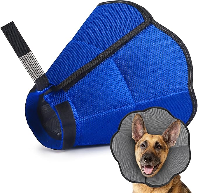 Hard & Heavy Plastic Dog Cone Collar Alternative for Extra Large Dogs (Adult Lab Golden GSD), Adjustable Elizabethan Protective Cone for Healing, Comfortable Recovery Collar Cone of Shame Anti-Lick