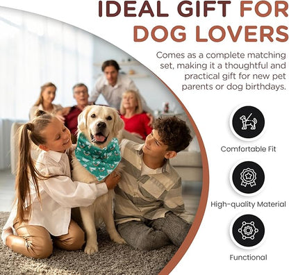 No Pull Harness and Leash Set - 6-in-1 Adjustable Vest Harness and Collars for Medium and Large Dogs. (Tile Unicorn, Large)