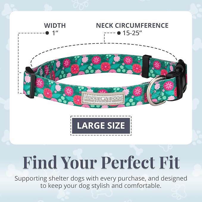 Lucky Love Dog - Adjustable Dog Collar with Easy Click Buckle for Large Dogs, Durable, & Comfortable for Male & Female Dogs, Pet Collar for Puppies & Adult Ones - Penny, Large