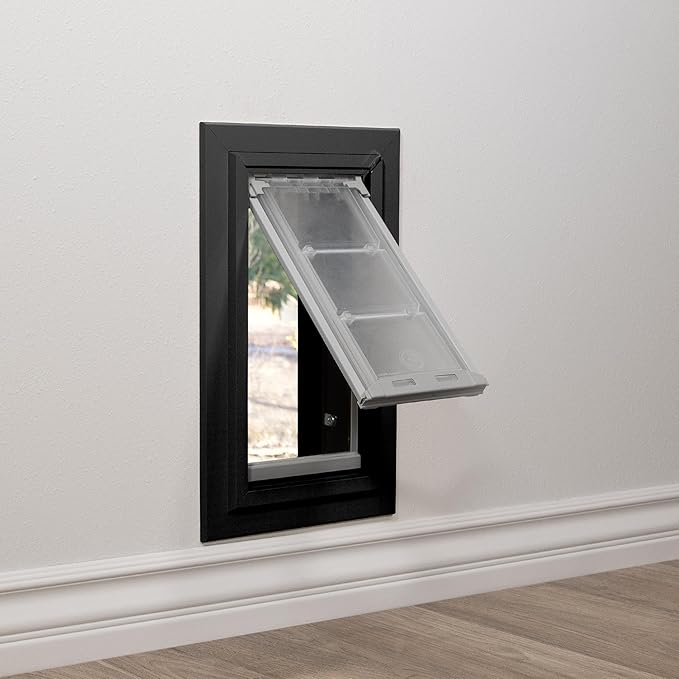 Endura Flap Pet Door for Walls in Black | Energy-Efficient Single Flap Design for Wall Installations | All-Weather Protection with All-Metal Telescoping Tunnel | Black, Small, Single Flap