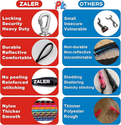ZALER Short Dog Leash, 18 Inches Rope Traffic Leashes for Dogs, Reflective Dog Lead with O-Ring, Heavy Duty Pet Leash for Large and Medium Dogs (18'' Pink)