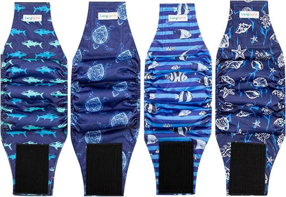 Male Dogs Diapers Belly Bands(4Pack), Washable Reusable Male Boy Doggy Wraps Panties for Doggie Puppy Pooping Potty Training Incontinence Marking Pañal para Perro Medium