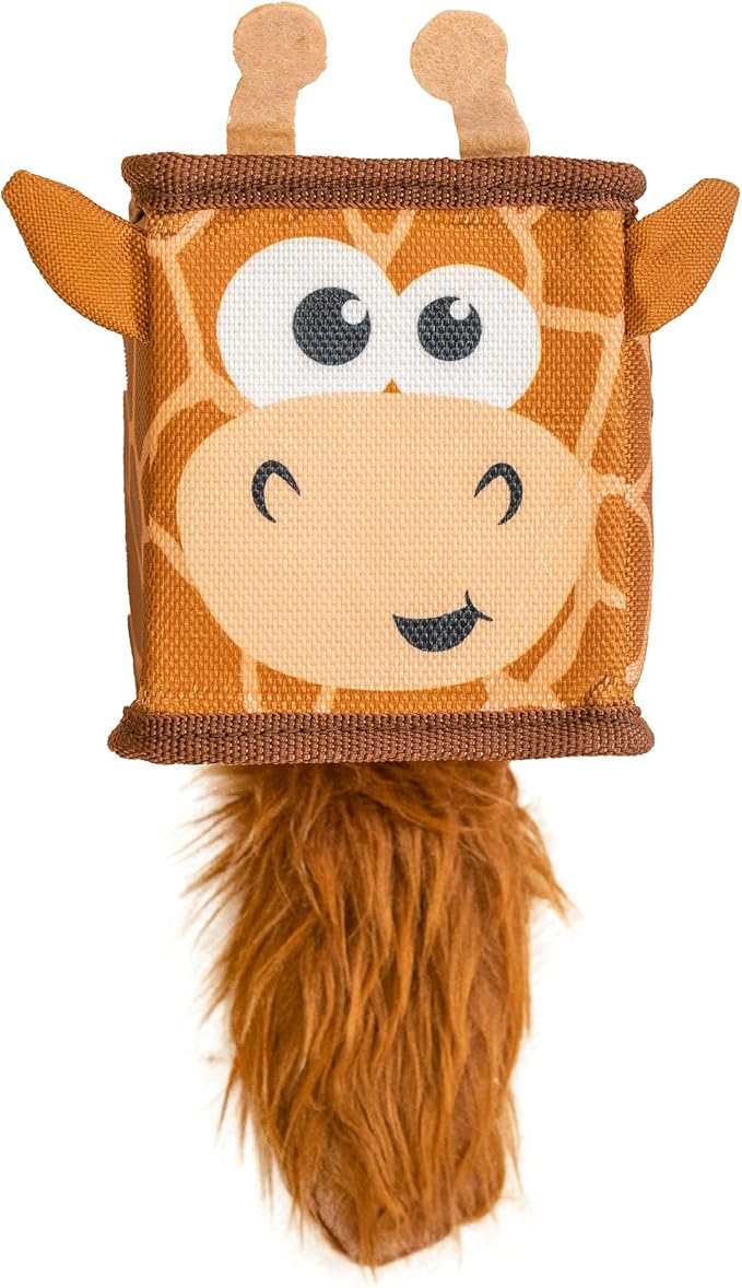 Outward Hound Fire Biterz Cubez Brown Giraffe Squeaky Ballistic Firehose Dog Toy, Small