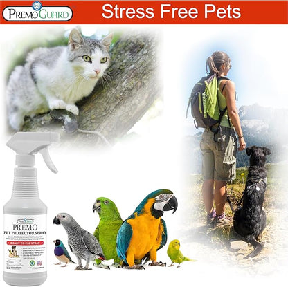 Premo Guard Pet Protector Spray - 32 oz - Kills Mites, Fleas, Ticks, & Mosquitoes - for Dogs, Cats, & Home - Natural Plant Based Oils for Control, Prevention & Treatment - Family Safe