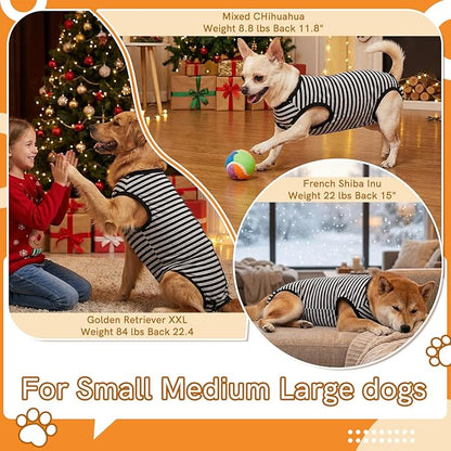 Dog Surgery Recovery Suit Dogs Neuter Spay Female Male Protective Clothes,Black Striped XL