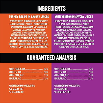 Evolve Classic Crafted Meals Variety Pack Turkey Recipe & with Venison Wet Dog Food | 3.5 oz - 18 pack