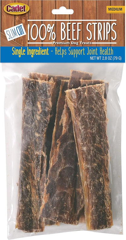 Cadet 100% Beef Strip Long Lasting Chews for Dogs, Single Ingredient Beef Esophagus Dog Treats, Natural High Protein Rawhide Alternative for Small & Large Dogs, 2.8 Ounce