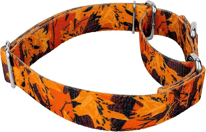 Country Brook Petz - Orange Sunset Camo Martingale Dog Collar and Leash - Military and Camo Collection Featuring Rugged Designs (1/2 Inch, Extra Small)