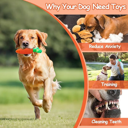 BoYoYo Tough Dog Toys for Aggressive Chewers with Squeaky, Indestructible Dog Chew Toys for Medium and Large Breeds to Keep Them Busy, Interactive Durable Dog Toy