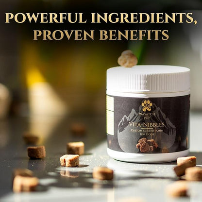 Vita Nibbles 8-in-1 Dog Multivitamin Chews | Chewable Dog Vitamins with Omega 3 Fish Oil for Strong Immune Health of Dogs | Promotes Healthy Skin, Coat, Heart, Joint & Vitality - 10.5 Oz