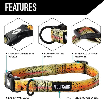 Wolfgang Heavy Duty Martingale Dog Collar with Quick Release Nylon Buckle for Walking & Training, CutBow Print, Medium