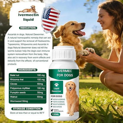 lvermect Dewormer Liquid for Dogs, Broad Spectrum for All Wormer, Hookworms, Lung Worms, Pin Worms, Round Worms