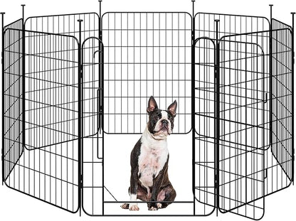 Yaheetech Expandable Dog Playpen, 8 Panel 32 inch Puppy Playpen with Door Indoor/Outdoor Pet Fence for Small Medium Dogs