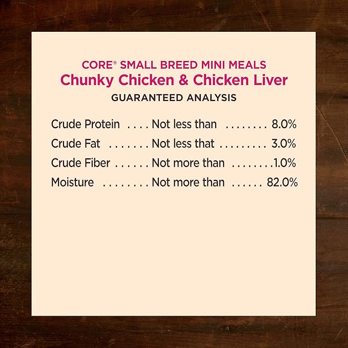 Wellness CORE Small Breed Mini Meals Chunky in Gravy Adult Wet Dog Food, Grain Free, Natural, Chicken Entrée Recipe, 3 oz, Pack of 12 Pouches