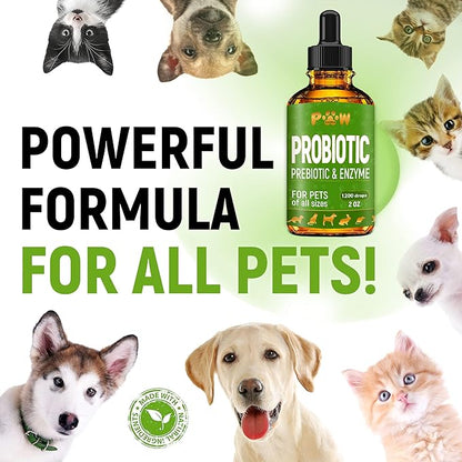 Liquid Probiotics for Dogs & Cats of All Ages | Dog Probiotics to Provide Digestion Balance | Prebiotic Blend for Harmonious Food Absorption | 3 Billion CFU | Herbal Flavor | 2 Oz
