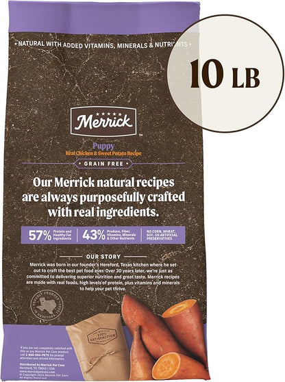 Merrick Premium Grain Free Dry Puppy Food, Wholesome and Natural Kibble with Real Chicken and Sweet Potato - 10.0 lb. Bag