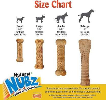 Nylabone Nubz Wild Natural Edible Chew Treats for Dogs, Made in USA, Bison Flavor, Small - Up to 25 lbs. (4 Count) (Pack of 2)