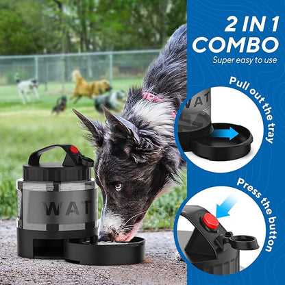 lesotc Portable Dog Water Bottle, 56oz Large Travel Water Bowl Dispenser for Dogs Camping Beach Walking Essentials, Big Pet Bottles Hiking Traveling Park Car Trips Accessories for On the Go, BPA Free