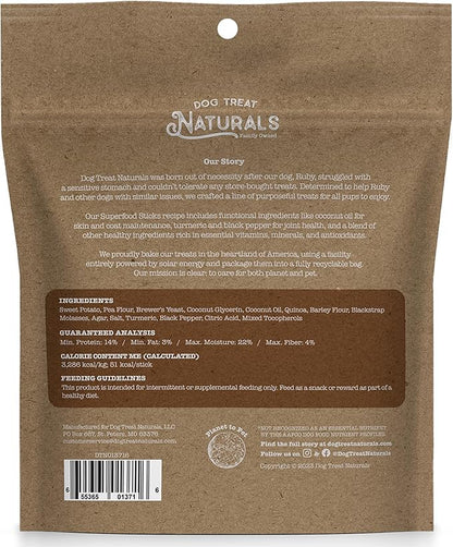 Dog Treat Naturals Superfood Sticks, Sweet Potato & Quinoa, 10oz Bag | Dog Chew Sticks | All-Natural, Pet Training Treats | Joint-Skin-Coat Health | USA Made