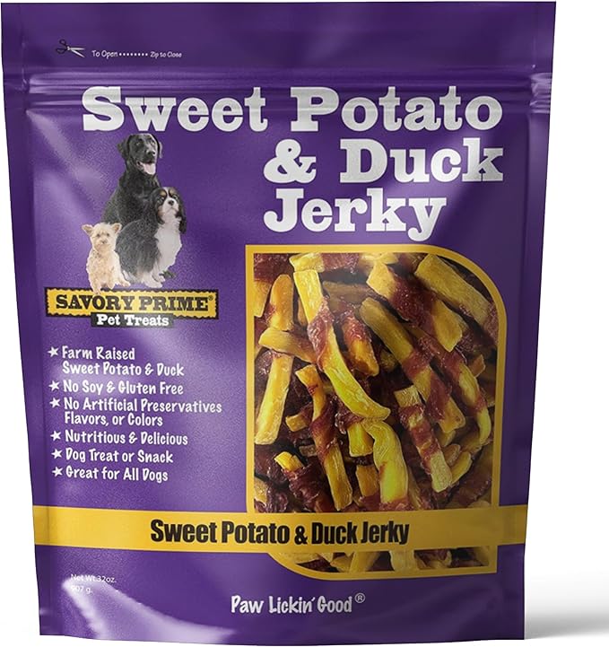 Savory Prime Sweet Potato & Duck Jerky Wrap Dog Treats, Made with 100% Real Duck Breast, Farm Raised, Rawhide Free, Healthy, Easily Digestible, Limited Ingredient, 2 Pounds (Pack of 1)