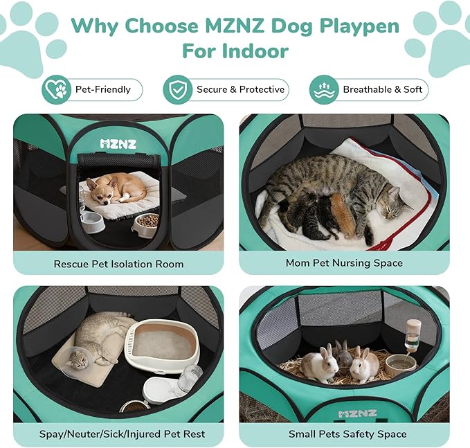 Dog Cat Playpen, Portable Puppy Pet Crate Indoor for Small Dogs Cats Rabbits, Foldable Dog Cage Enclosure for Outdoor, Pop Up Dogs Tent Kennel with Carrying Case, Blue