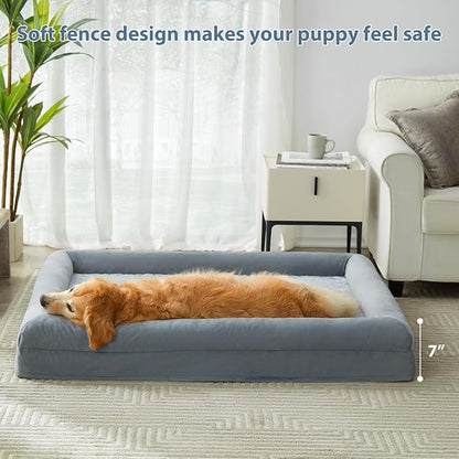 WNPETHOME XL Extra Large Dog Bed, Washable Dog Couch with Removable Waterproof Cover, Orthopedic Large Pet Sofa Bed with Bolster Sides for Sleeping