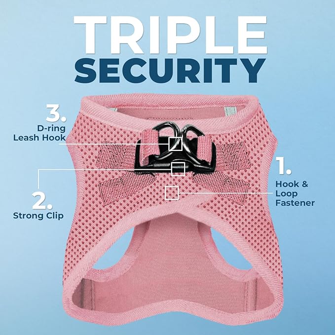 Best Pet Supplies Voyager Step-in Air Harness - All Weather Mesh, Reflective, No Pull Harness for Dogs, Cats - Secure with Hook & Loop Fastener, Buckle, Double D-Rings - Pink, L