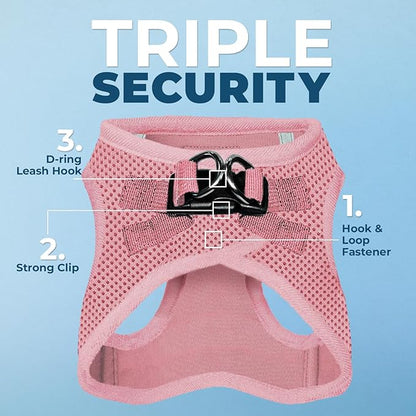 Best Pet Supplies Voyager Step-in Air Harness - All Weather Mesh, Reflective, No Pull Harness for Dogs, Cats - Secure with Hook & Loop Fastener, Buckle, Double D-Rings - Pink, L