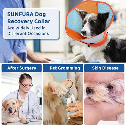 Dog Cone - Soft Cone for Dogs to Stop Licking, Adjustable Dog Recovery Collar with Double-Layer Design, Pet Cones Alternative After Surgery for Wound Care, Spay, Orange Medium