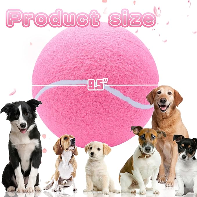 Banfeng Big Tennis Ball for Dogs, Giant Dog Tennis Ball Toy Large Outdoor Sports Gift for Small Medium Large Dog (Pink, 9.5 inch)