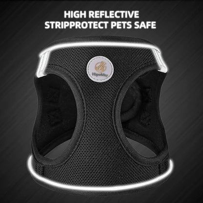 Hipubby Dog Harness and Leash Set, No Pull Soft Mesh Puppy Harness for Small Medium Dogs, Cats - Step in Reflective Breathable Lightweight Vest Harness for Walking, Training - Black, S