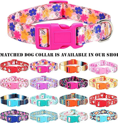 Moonpet Step in Dog Harness Leash Set- All Weather Reflective No-Pull Floral Pattern Padded Mesh Vest Harness for Cats Puppy Extra-Small Small Medium Large Dogs - Romantic Sakura - XL