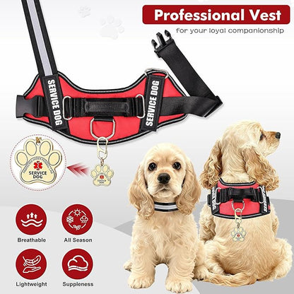 Opstin Service Dog Vest, ID Tag + 50 ADA Information Cards, Service Dog Harness in Sizes X Small to XX Large, Ruggedized Metal Tag, 2-Sided Service Animal Information Cards, ESA Accessory Set X-Large
