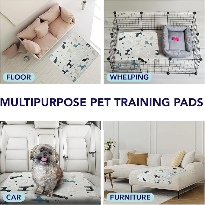 PUPIBOO Washable Pee Pads for Dogs and Cats - Super Absorbent Reusable Puppy Training Pads - 100% Waterproof, Leak-Proof & Non-Slip Whelping Pads for Pet Housebreaking
