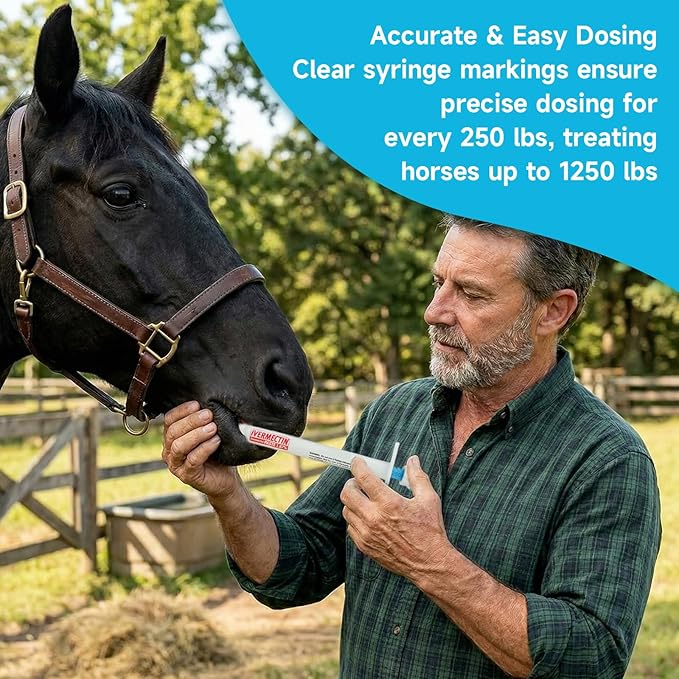 Ivermectin Horse Dewormer Paste, Apple Flavor, 0.21 oz, 6-Pack – Effective Worm Treatment for Horses